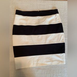 Thalian black and white/cream striped pencil skirt